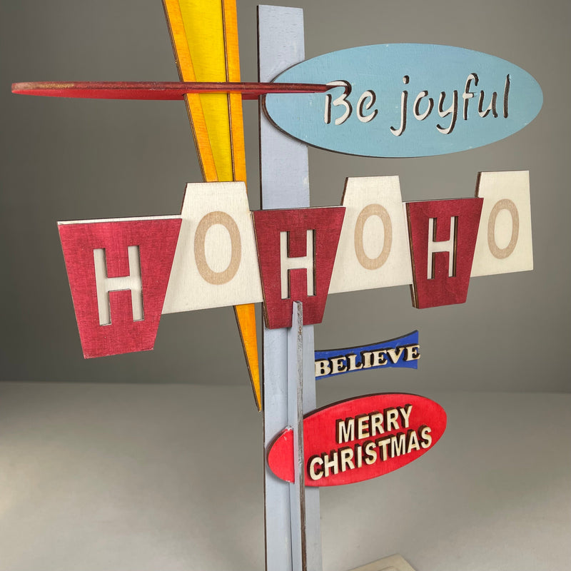 Retro Ho Ho Ho Sign - Handmade Ornament