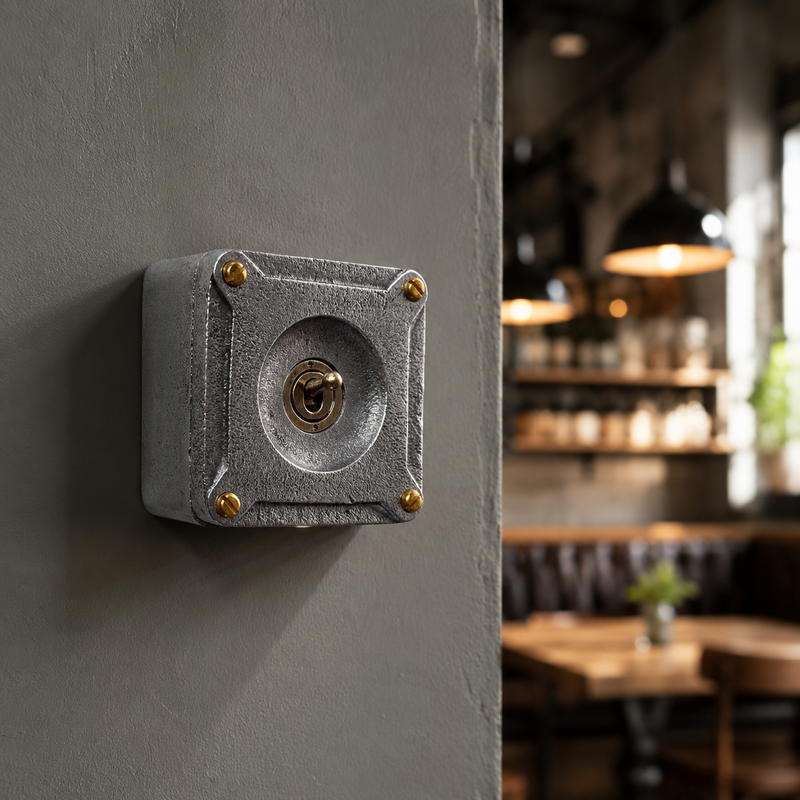 Single Gang 2 Way Conduit Surface Mounting Light Switch Solid Cast Metal Industrial ~ BS EN Approved Vintage Britmac Style