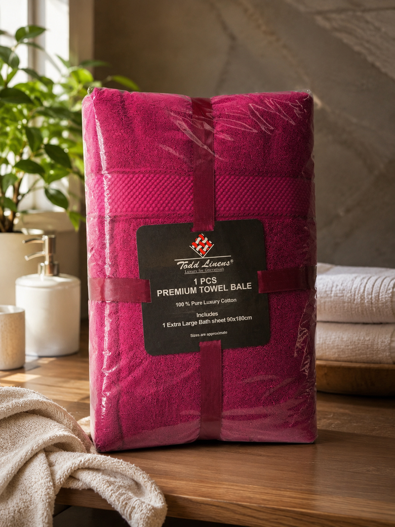 Todd Linens Signature Range Extra Large Bath Sheet – 90 × 180cm, Pure Cotton