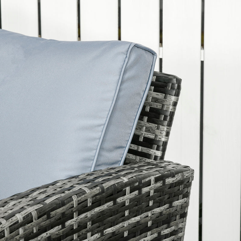 Outsunny 6 PCS Patio Rattan Sofa Set Conversation Furniture Grey