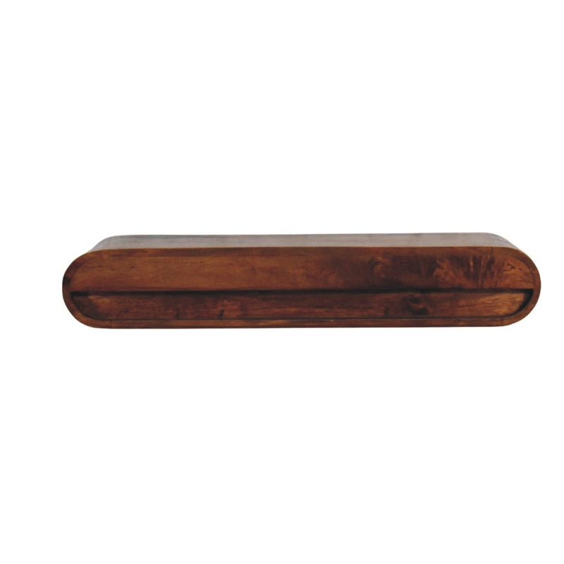 Artisan Furniture Solid Wood Arc Wall-Mounted Media Console, 1 Shelf, Brown