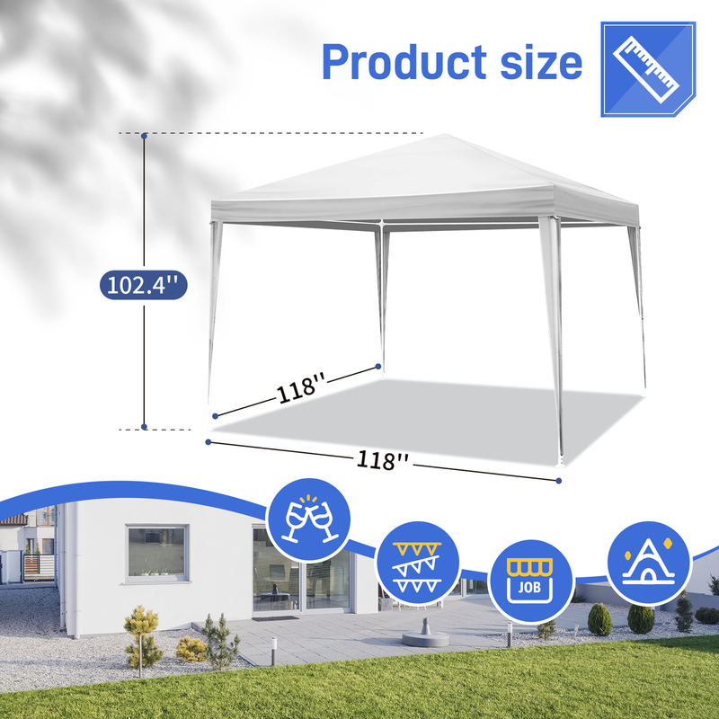 3 x 3m Three Sides Waterproof Tent with Spiral Tubes White