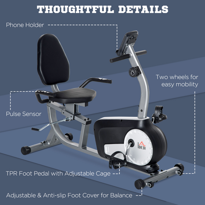 HOMCOM Exercise Bike with LCD Display, Quiet 8-Level Magnetic Resistance