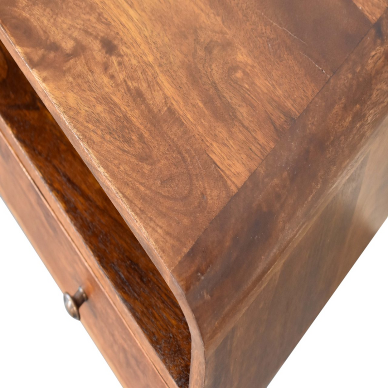Artisan Furniture Solid Wood Mini Chestnut Curved Media Unit with 2 Drawers