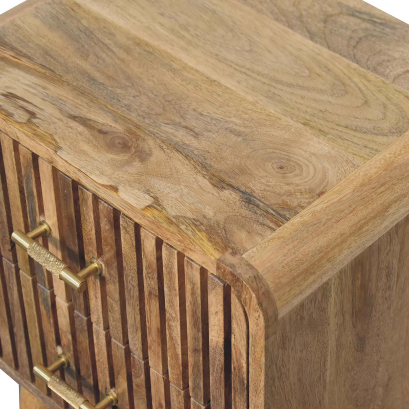 Artisan Furniture Solid Wood T-bar Ridged Bedside