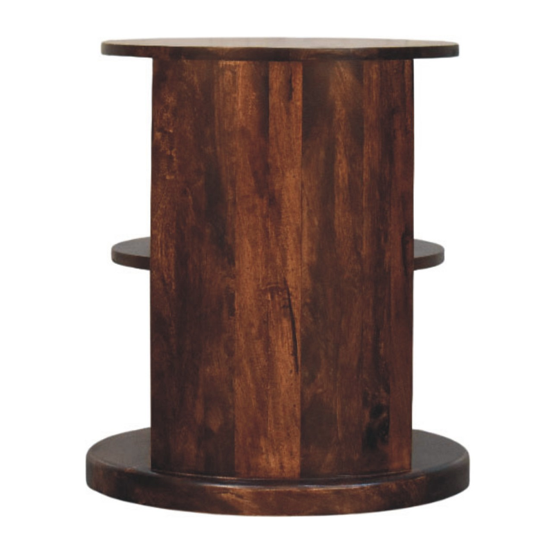 Artisan Furniture Solid Wood Ventura Side Table, 2 Open Slots, Dark Brown