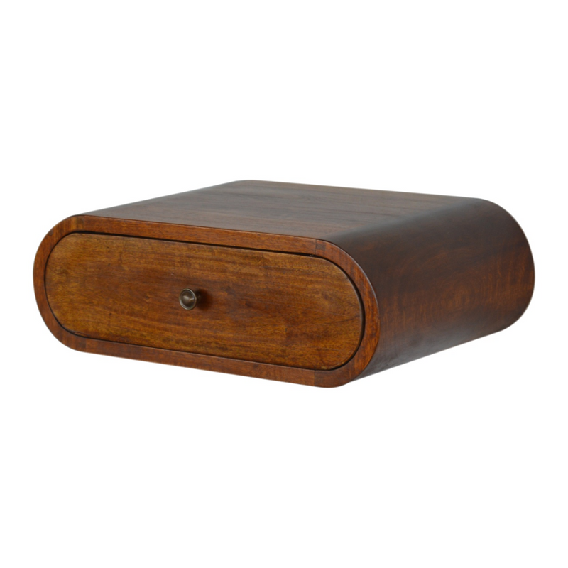 Artisan Furniture Solid Wood Wall Mounted Round Chestnut Bedside