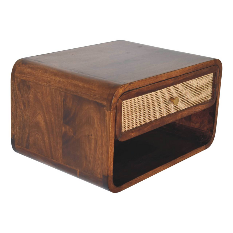 Artisan Furniture Solid Wood Chestnut Wall Mounted Open Woven Bedside