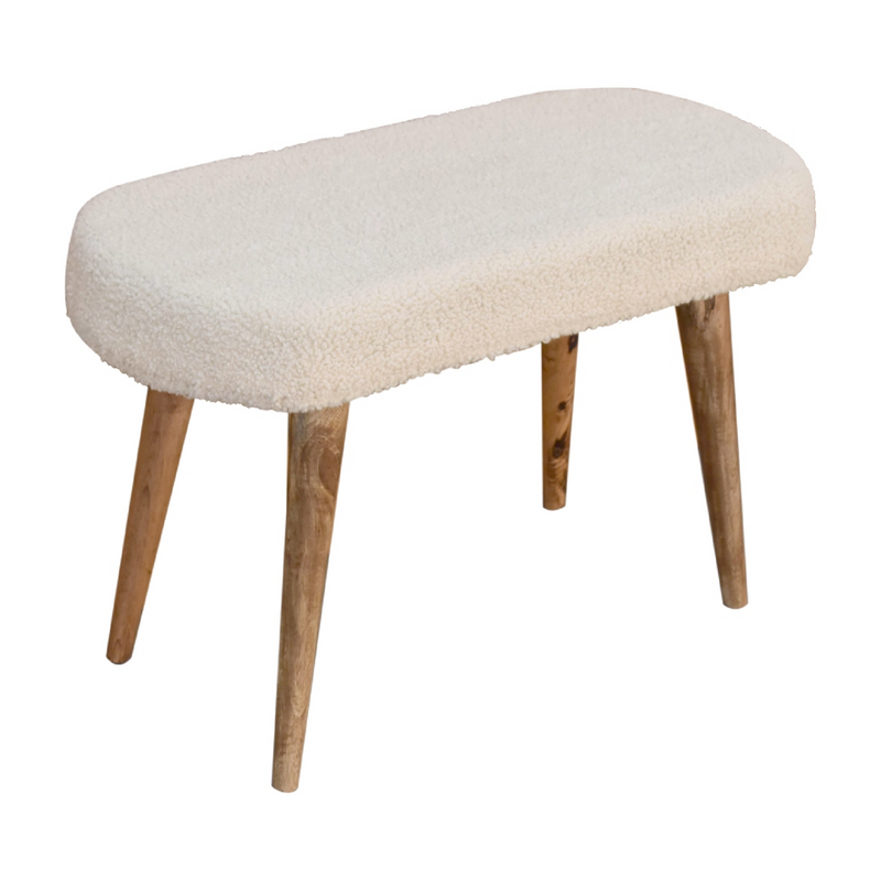 Artisan Furniture Solid Wood Cream Boucle Nordic Bench