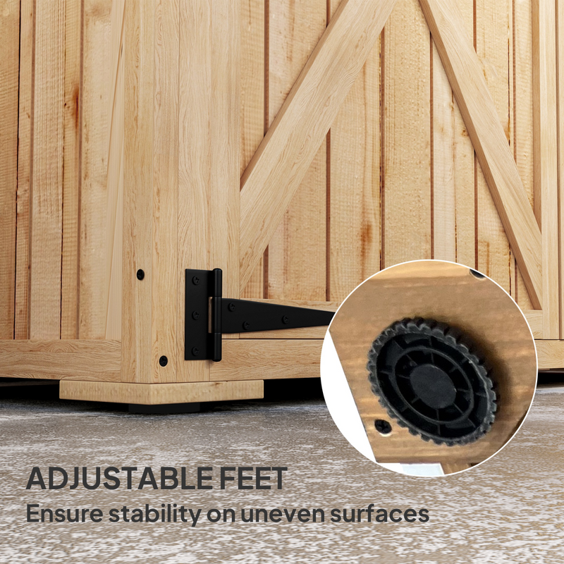 Outsunny Wooden Tool Storage Cabinet with Double Doors, Natural