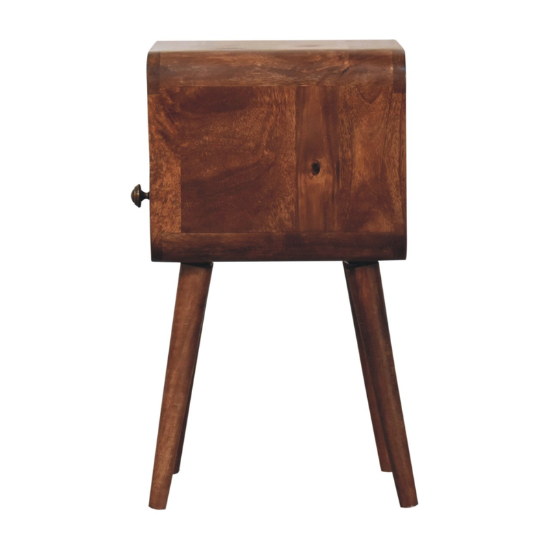 Artisan Furniture Solid Wood Mini Honey Caramel Curved Bedside, Drawer And Open Slot, Brown