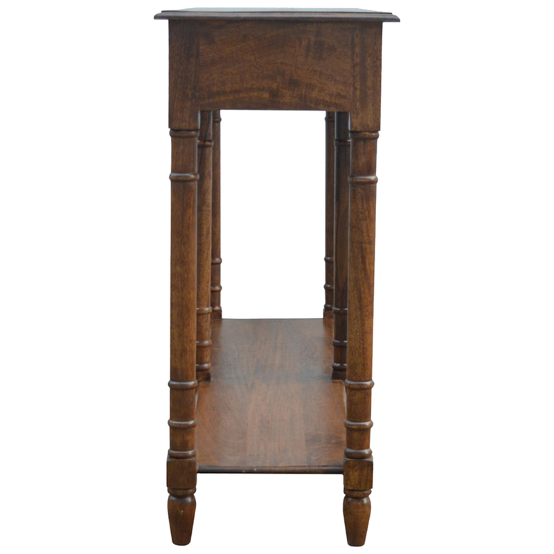 Artisan Furniture Solid Wood 4 Drawer Hallway Console Table, 1 Open Slot, Brown