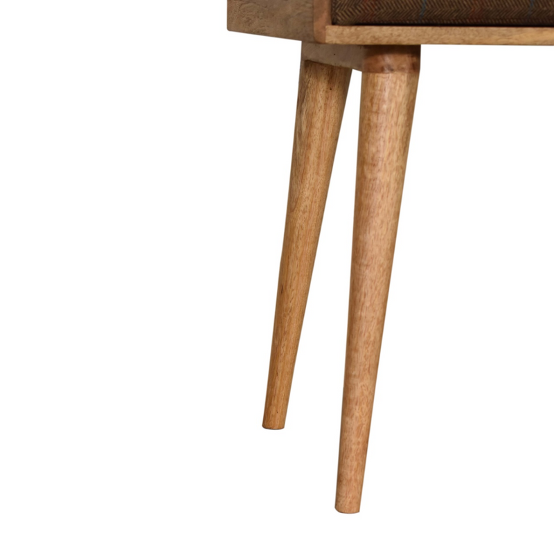 Artisan Furniture Solid Mango Wood Multi Tweed Tray Style Footstool