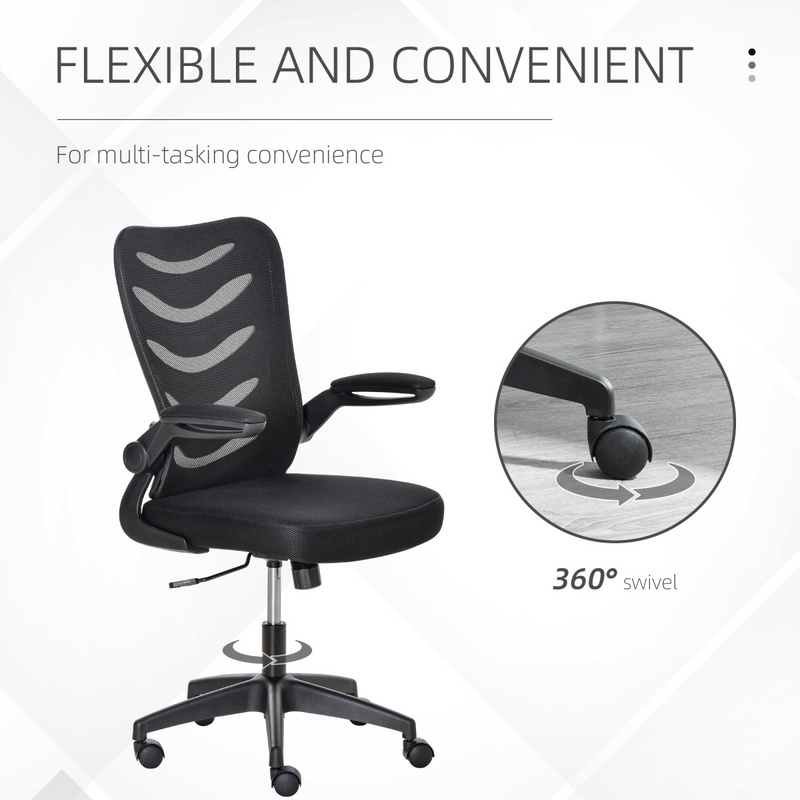 Mesh Office Chair Home Swivel Task Chair  Lumbar Support, Arm, Black Vinsetto