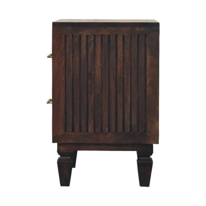 Artisan Furniture Solid Wood Belmont Nightstand, 2 Drawers, Dark Brown