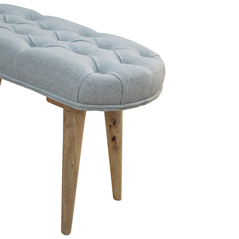 Artisan Furniture Solid Wood Deep Button Grey Tweed Bench