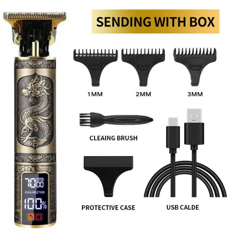LCD Professional Hair Clippers Beard Trimmer Men Hair Cutting Cordless Barber Shaving Machine