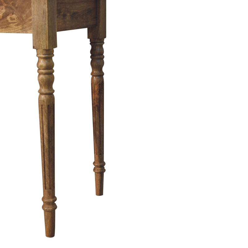 Artisan Furniture Solid Wood Oakish Turned Leg Writing Desk, 1 Drawer, Brown