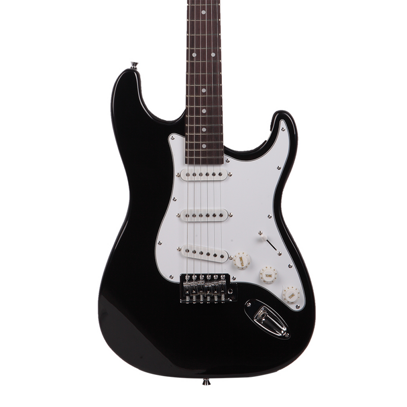 GST Rosewood Fingerboard Electric GuitarBagShoulder Strap Pick Whammy Bar Cord Wrench Tool Black & White