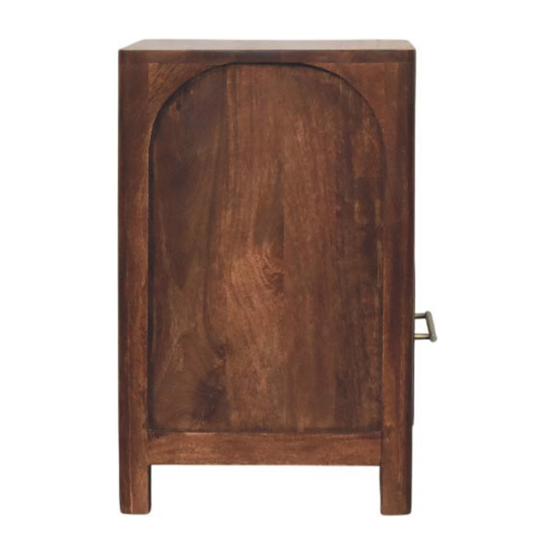 Artisan Furniture Solid Wood Arc-Line Bedside Table, 1 Drawer & 1 Open Slot, Brown
