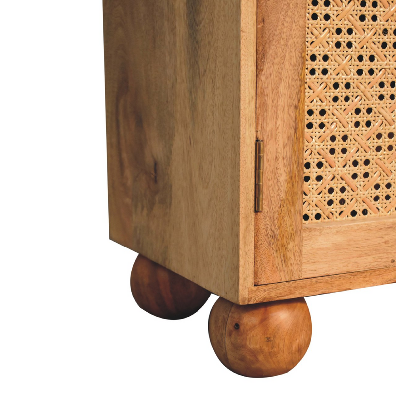 Artisan Furniture Solid Wood Rattan Ball Cabinet, Beige, 2 Doors