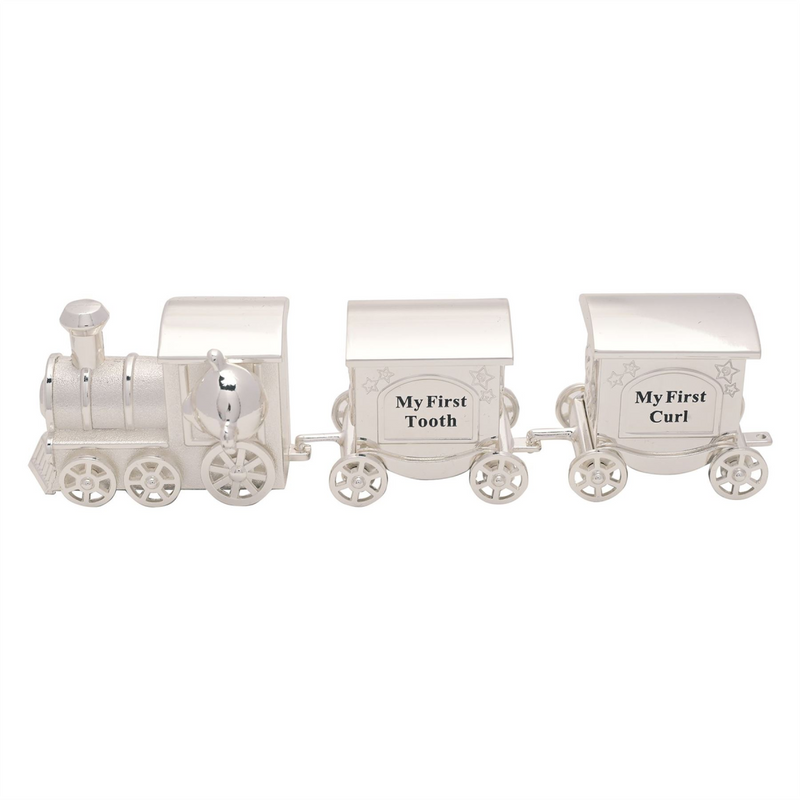 Silverplated First Tooth & Curl Set Train with 2 Carriages
