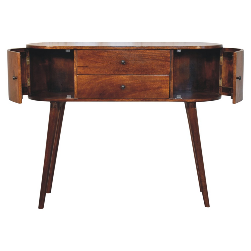 Artisan Furniture Solid Wood Grove Chestnut Console Table, Brown, 2 Drawers and 2 Side Cabinets