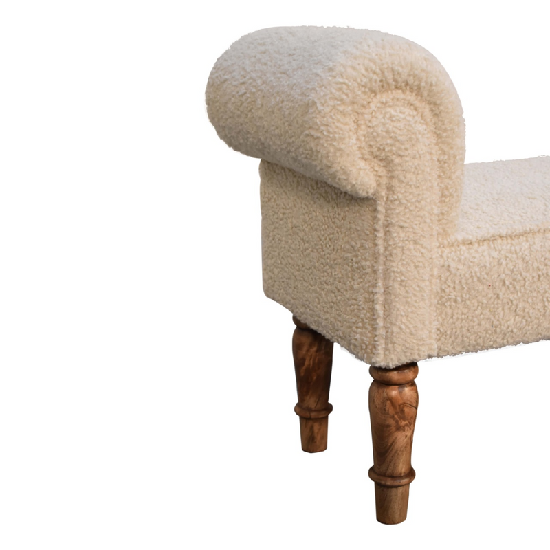 Artisan Furniture Solid Wood Boucle Cream Bench