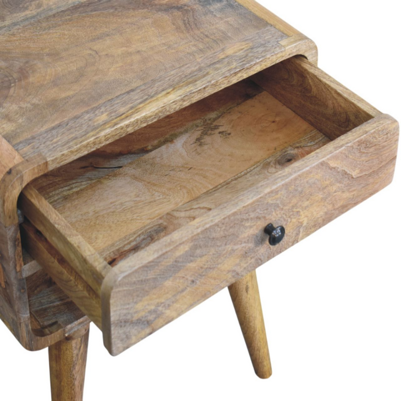Artisan Furniture Solid Wood Avora Oak-ish Nightstand with Drawer and open slot