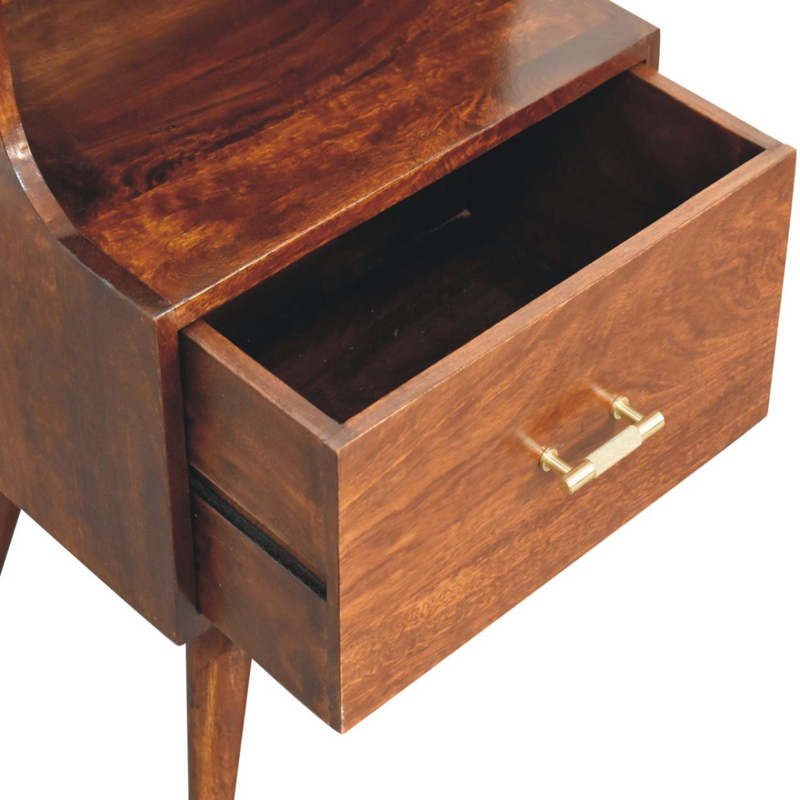 Artisan Furniture Solid Wood T-bar Raised Back Bedside