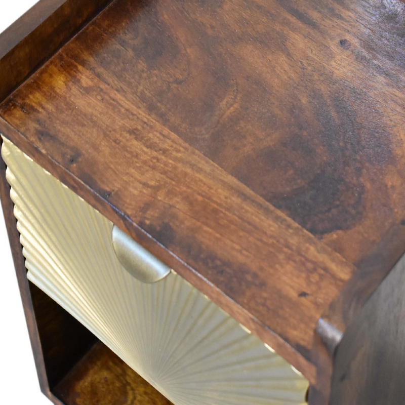 Artisan Furniture Solid Wood Mini Manila Gold 1 Drawer Bedside
