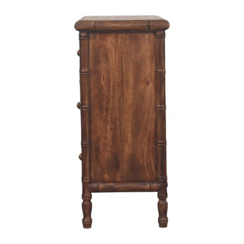 Artisan Furniture Solid Wood Bamboo Carved 3-Drawer Chest, Brown