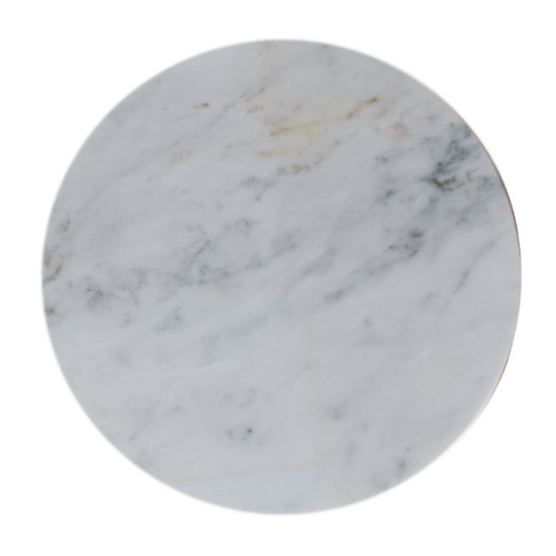 Artisan Furniture Solid Wood Marble Top Bulla Side Table, Brown & White