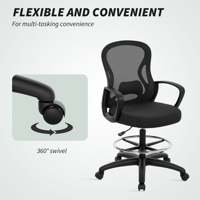 Vinsetto Mesh Office Chair with Lumbar Support, Adjustable Height, Black