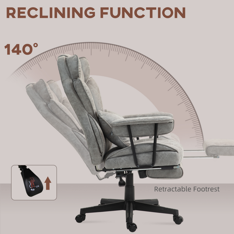 HOMCOM Massage Office Chair, Heated Reclining Desk Chair, Grey