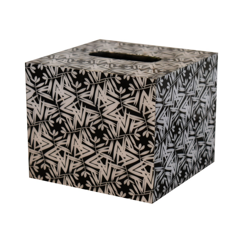 Artisan Furniture Bathroom Accessories - Aztec Print Wooden Bathroom Set of 6, Abstract Print