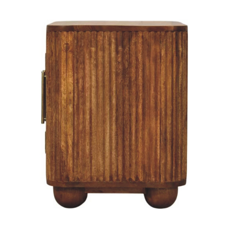 Artisan Furniture Solid Wood Solis Fluted Mini Sideboard, 2 Doors, 2 Shelves, Beige