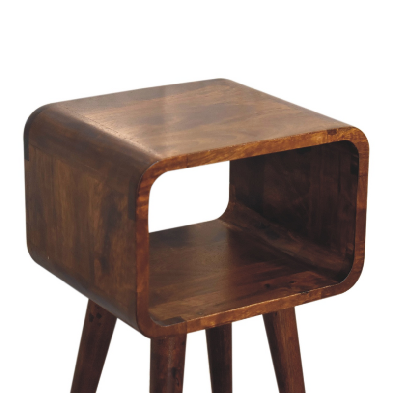 Artisan Furniture Solid Wood Mini Chestnut Curved Open Bedside