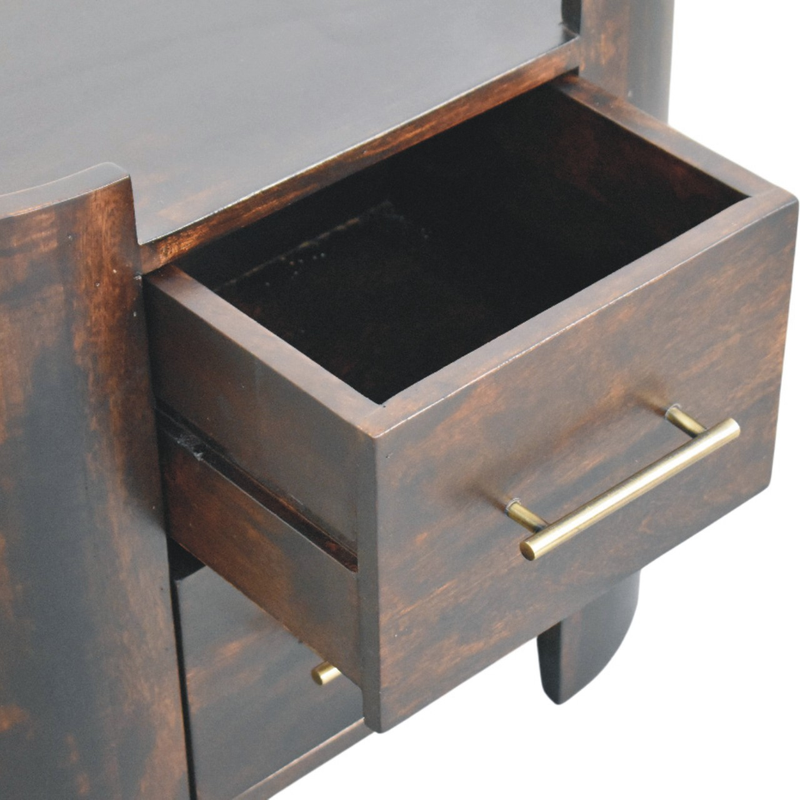 Artisan Furniture Solid Wood Valencia Two-Drawer Bedside Table, Dark Brown