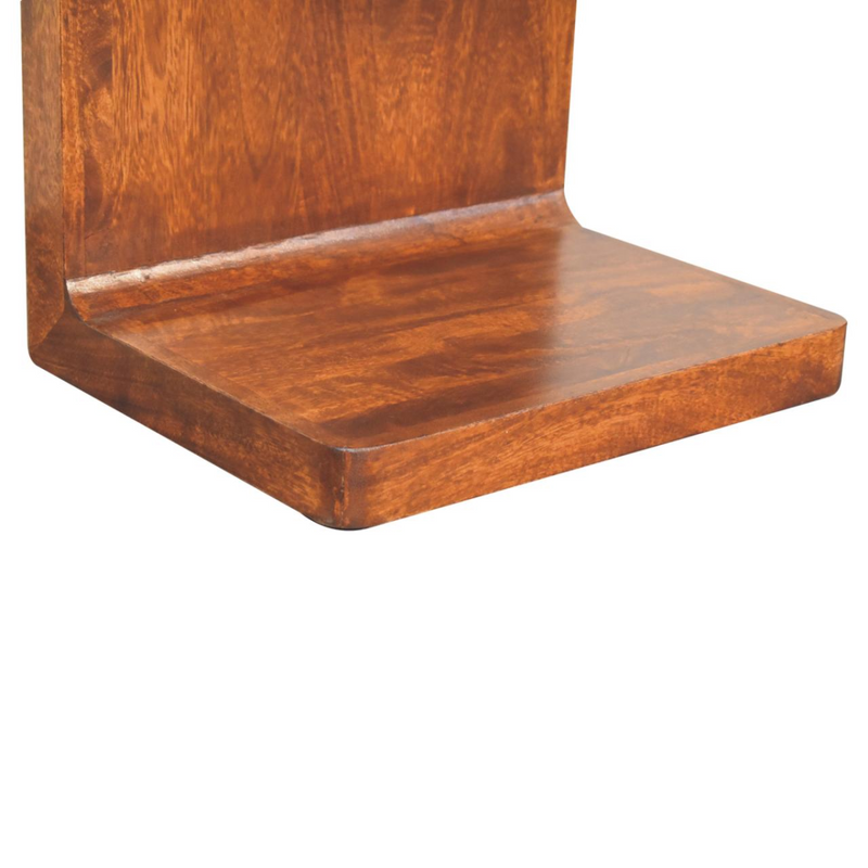 Artisan Furniture Solid Wood Chestnut T-Bar Rounded Bedside, 1 Drawer and Open Space, Dark Brown