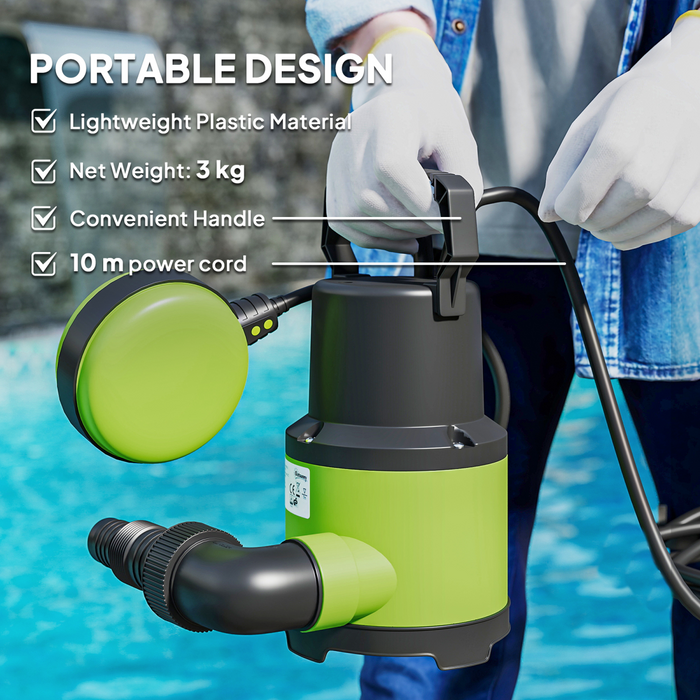 Outsunny 400W Water Pump with Float Switch, 9000L/H Electric Sump Pump