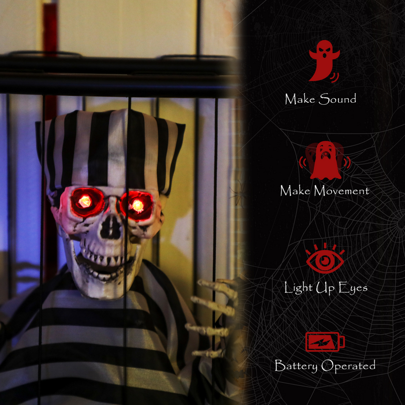 Outsunny Voice Activated Animatronics Hinging Skeleton Halloween Decoration