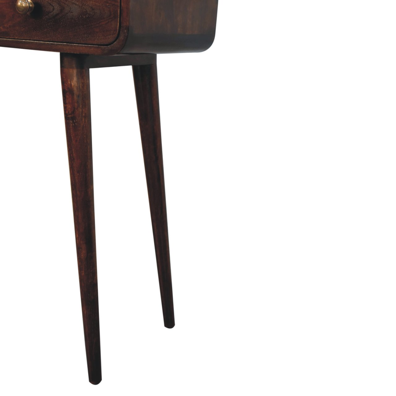 Artisan Furniture Solid Wood California Walnut Curved Hallway Table, 2 Drawers, Brown