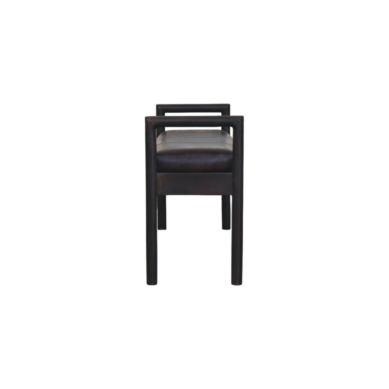 Artisan Furniture Solid Wood Gridline Bench, Upholstered, Black