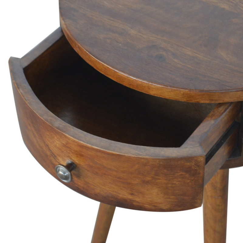 Artisan Furniture Solid Wood Nordic Chestnut Circular Bedside