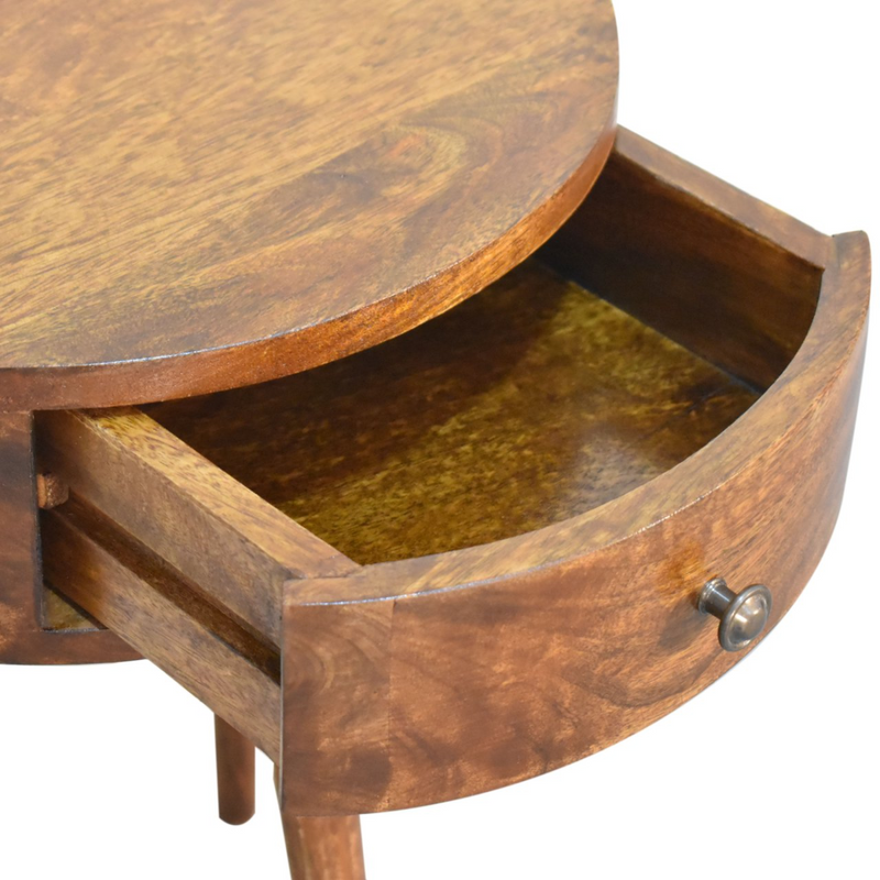 Artisan Furniture Solid Wood Chestnut Semi Circle Bedside