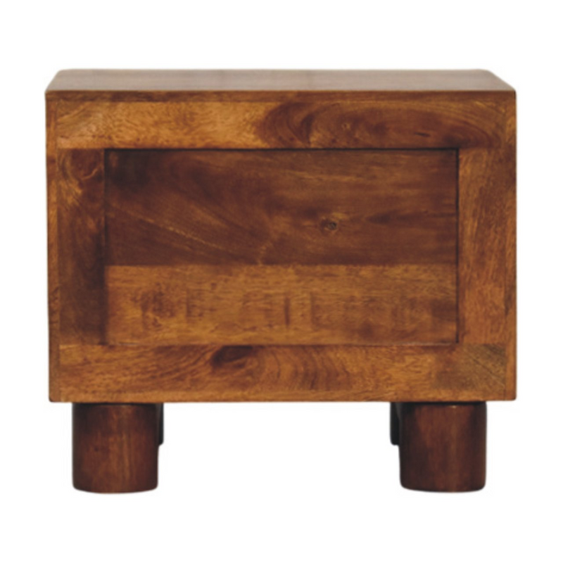 Artisan Furniture Solid Wood Tula Chestnut Nightstand, 2 Drawers, Dark Brown