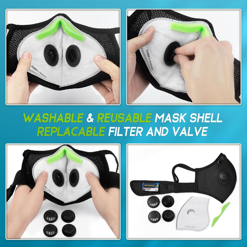 2 Pack Reusable Half Face Cover Mask w/ Filter Cycling Outdoor Sport Face Mask