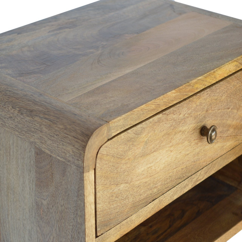 Artisan Furniture Solid Wood Floating Curve Open Slot Bedside