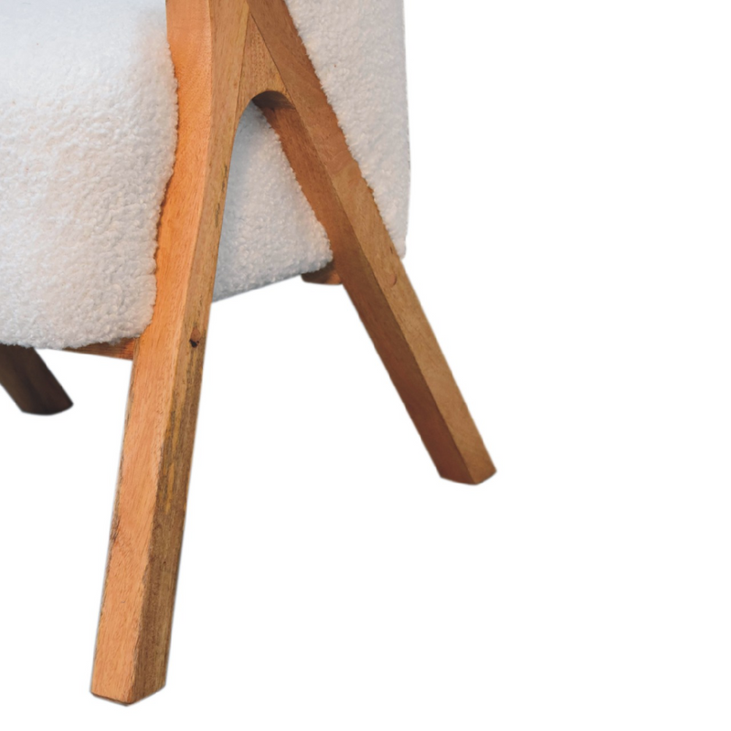 Artisan Furniture Solid Wood White Boucle Minimalistic Chair